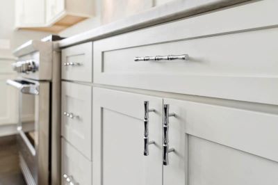 Polished silver hardware is a kitchen remodeling choice you won't regret