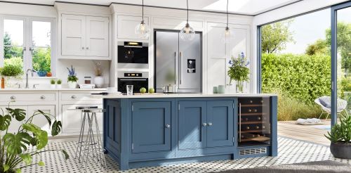 Blue is a kitchen cabinet color trend 2021